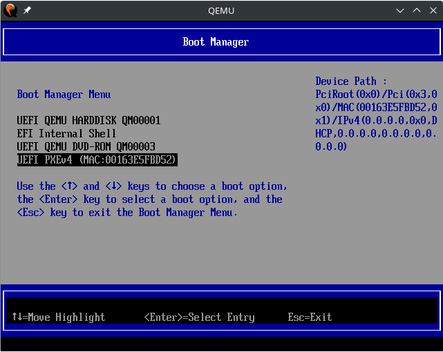 OVMF Boot Manager Menu