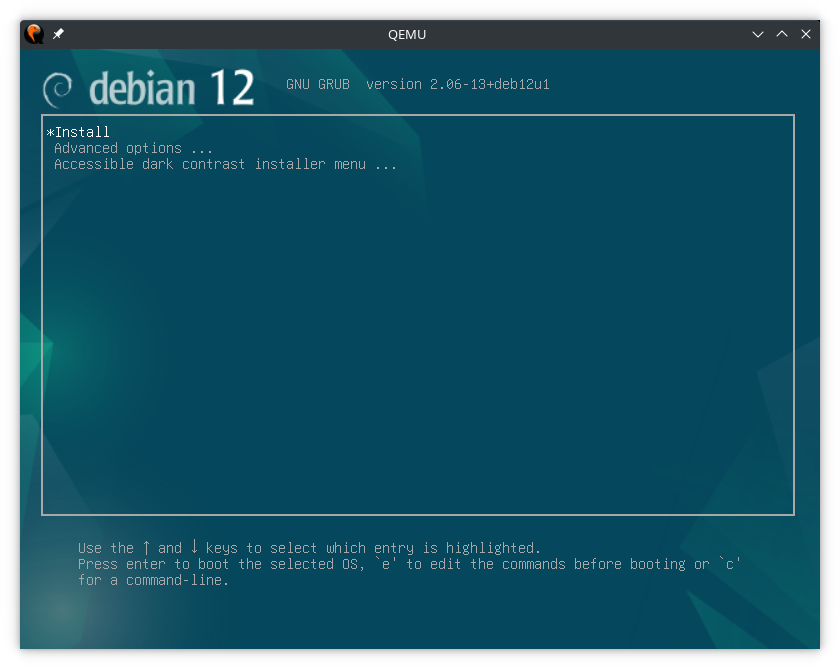 Debian GRUB Menu